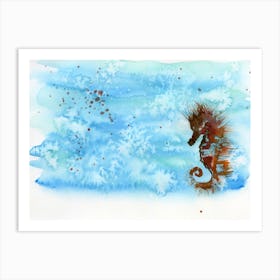 Seahorse In The Ocean Watercolor Painting Art Print