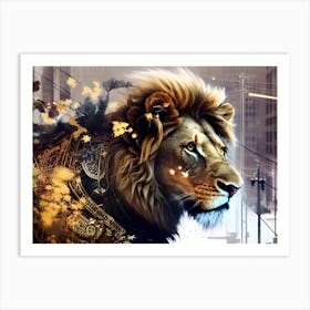 Lion In The City 2 Art Print