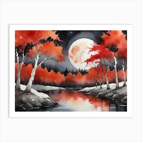 Moonlight Over The River 3 Art Print