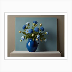 Blue Flowers In A Vase Art Print