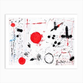 Abstract Digital Painting Featuring A Collection Of Circular And Oval Marks Crisp Handwritten Scrib (1) Art Print