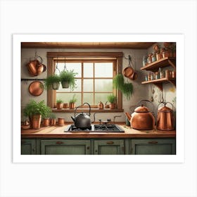 Kitchen With Pots And Pans Art Print