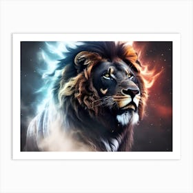 Lion With Fire Art Print