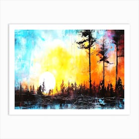 Night Falls - Sunset In The Woods Art Print