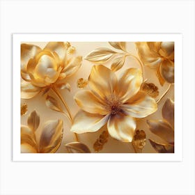 Gold Flowers 23 Art Print