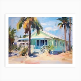 Beach House with Palm Trees Art Print