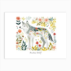 Little Floral Arctic Wolf 1 Poster Art Print