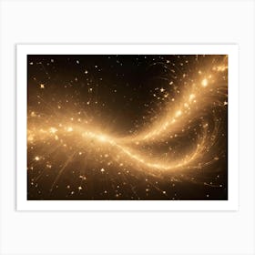 Abstract Background Of Swirling, Golden Lines Of Light Against A Dark Background, Resembling Celestial Trails Or Fireworks Art Print