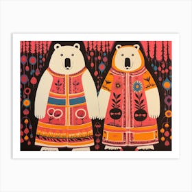 Polar Bear 2 Folk Style Animal Illustration Art Print