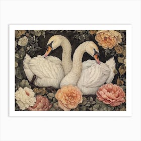 Floral Animal Illustration Swan 3 Art Print