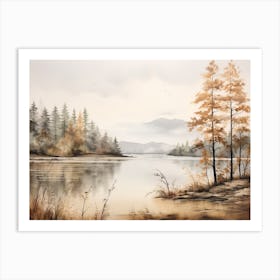 A Painting Of A Lake In Autumn 8 Art Print