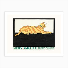 Retro Christmas Cat Art Print