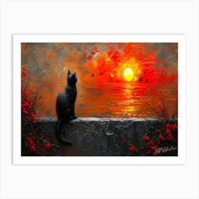 Sunset Cat - Cat Suns Catcher Art Print