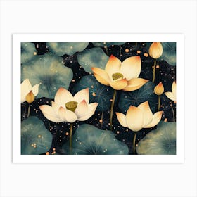 Seamless Lotus Leaf Pattern Textured Art Print