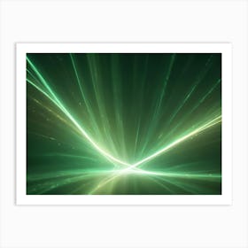 An Abstract Digital Illustration Of A Green And Yellow Light Radiating Outward From The Center Of The Image, Resembling A Starburst, A Laser Beam, Or A Futuristic Portal Art Print