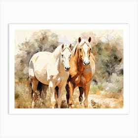 Horses Painting In Andalusia, Spain, Landscape 1 Art Print