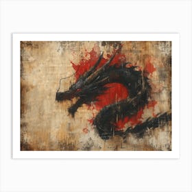 Calligraphic Wonders: Dragon On The Wall Art Print