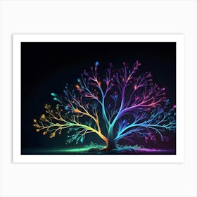 Rainbow Tree On Black Background 1 Art Print