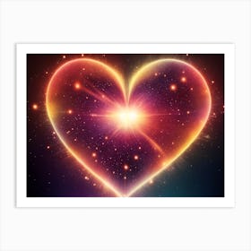A Colorful Glowing Heart On A Dark Background Horizontal Composition 72 Art Print