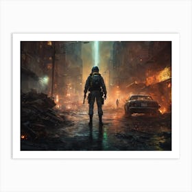 Soldier In A City Art Print