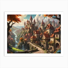 Fantasy Castle during Autumn Art Print