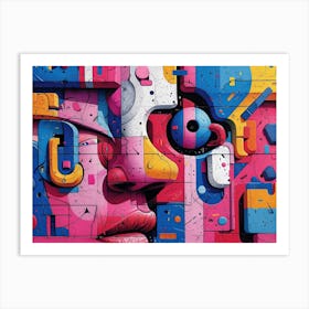 SynthGeo Shapes: A Cartoon Abstraction Abstract Painting 4 Art Print