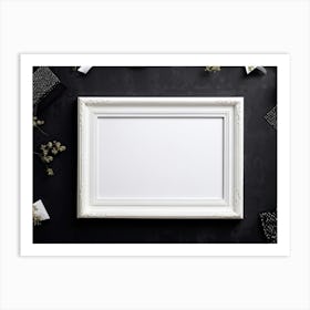 White Frame With Flowers Art Print