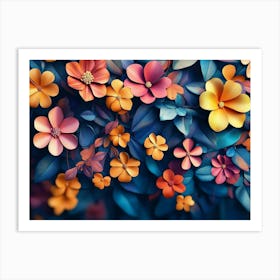 Elegant Colorful with Vibrant Flower Hanging Branches 8 Art Print