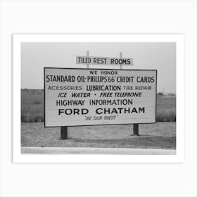 Sign Showing Various Services Rendered By Service Station, Waco, Texas By Russell Lee Art Print