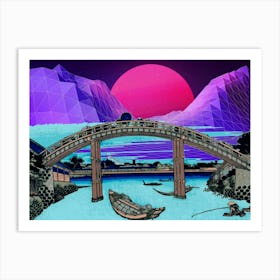 Synthwave Space: 36 views of mount Fuji [synthwave/vaporwave/cyberpunk] — aesthetic poster, retrowave poster, neon poster Art Print