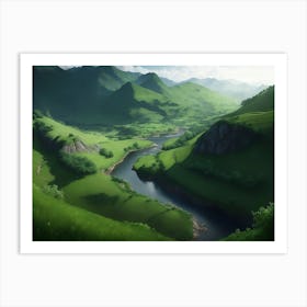 Lush Green Valley View Art Print