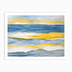 Abstract 'Seascape' Blue & Yellow Art Print