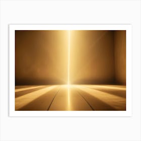 Abstract Image Of A Beam Of Light Shining From The Top Of The Frame, Creating A Bright, Golden Spotlight On The Floor Art Print