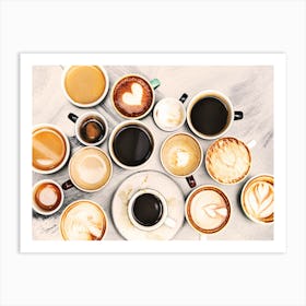 Coffee Cups - coffee poster, kitchen wall art Art Print