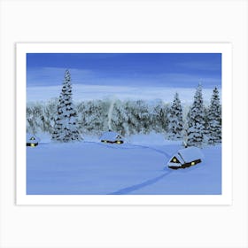 Winter village Art Print