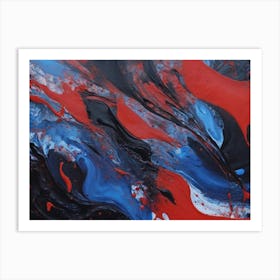 Abstract Painting In Blue, Red And White Art Print