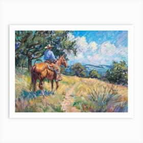 Cowboy In Texas Hill Country 2 Art Print