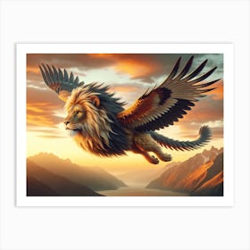 Sailing Lion-Bird Fantasy Art Print