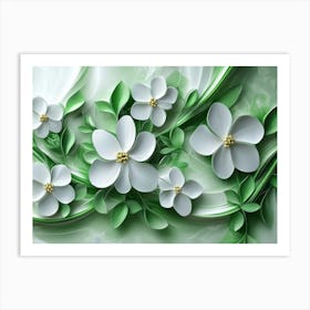 White Flowers Wallpaper 1 Art Print