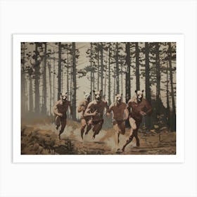 Men Running Redwoods 2 Fy H Art Print