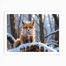 Fox In The Snow 1 Art Print