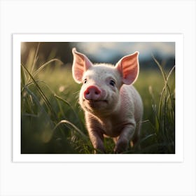 Cute Pig In The Grass Art Print