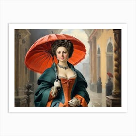 18th century Lady with an Umbrella Art Print