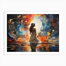 Watercolor Abstract Woman In The Water Art Print