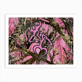 Pink browning deer glitter camo Camouflage Art Print