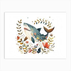 Little Floral Shark 3 Art Print