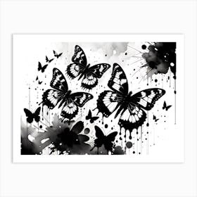 Black And White Butterflies 3 Art Print