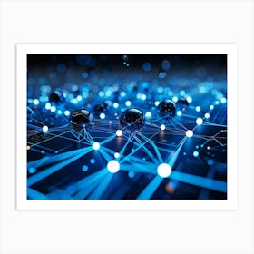 Abstract Digital Art Featuring Large Interconnected Datum Points Symbolizing An Ai Network In A Fut (3) Art Print