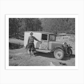 Eugene Davis Standing By The Side Of His Adapted Truck Which Carries Him About The Country On His Search For Gold Art Print
