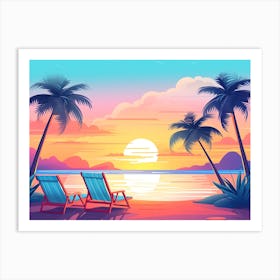 Sunset Beach Art Print Art Print
